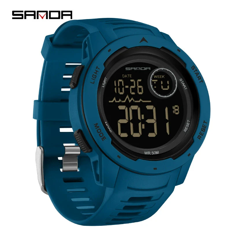 Multifunctional Electronic Waterproof Sports Men's Watch Resin Case And Strap Round Dial - Image 5