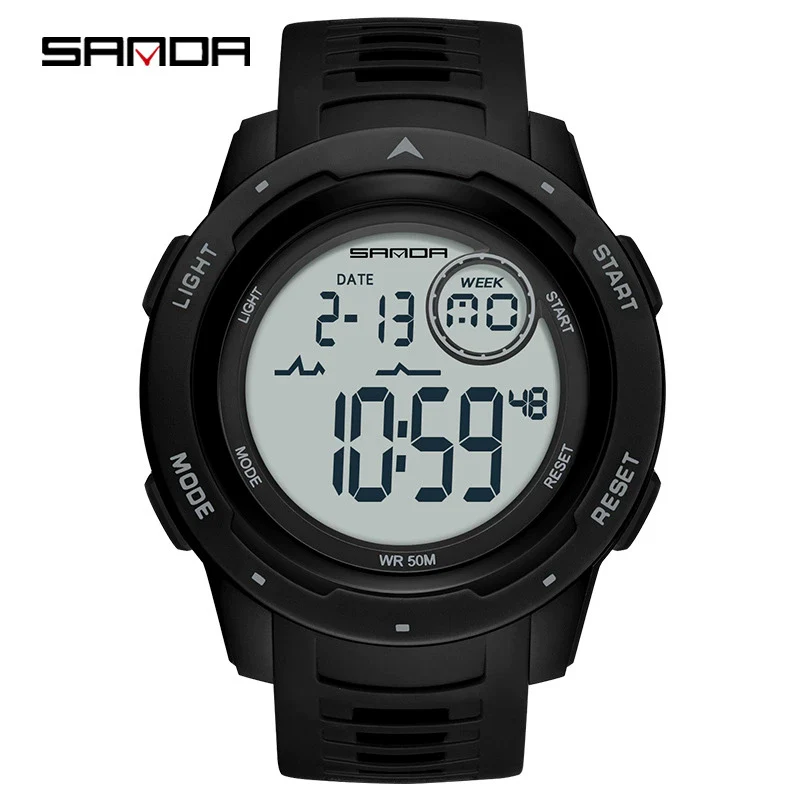 Multifunctional Electronic Waterproof Sports Men's Watch Resin Case And Strap Round Dial - Image 6