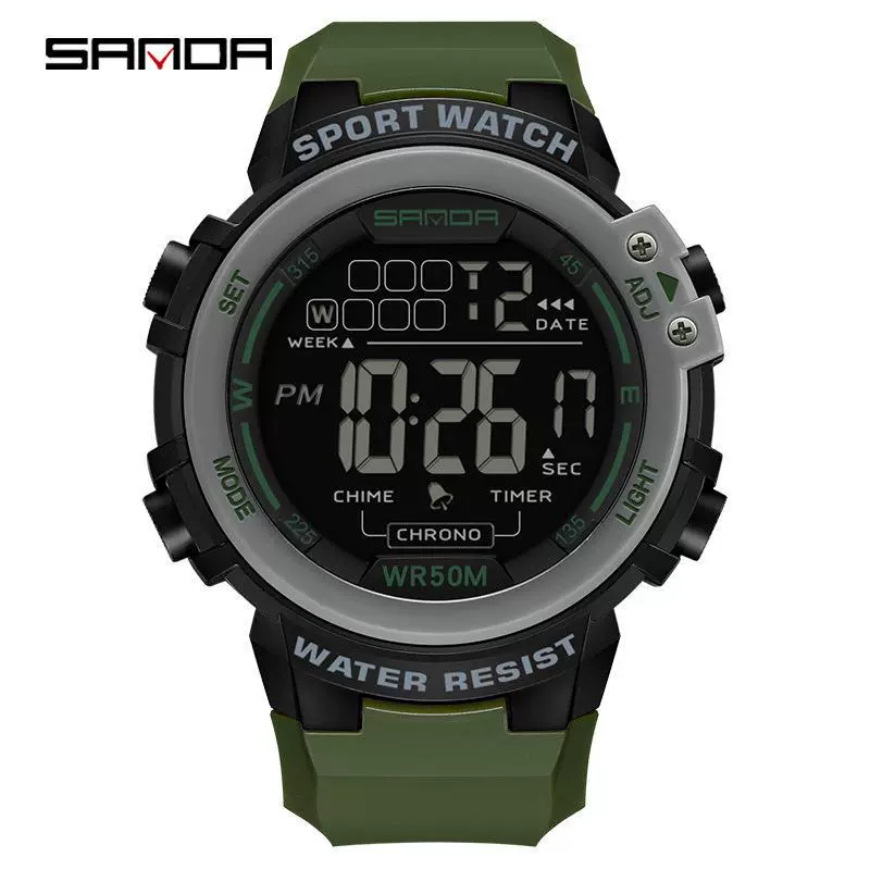 Multifunctional Luminous Electronic Watch Abs Case Tpu Strap Round Dial Simple Style For Men - Image 7