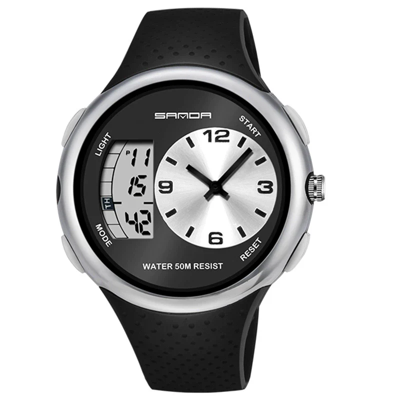 Multifunctional Outdoor Sports Watch Plastic Strap Stainless Steel Clasp Round Dial Resin Case - Image 4