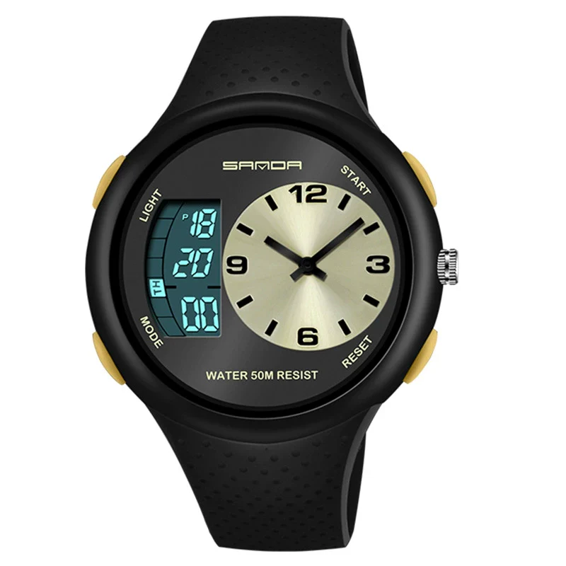 Multifunctional Outdoor Sports Watch Plastic Strap Stainless Steel Clasp Round Dial Resin Case - Image 5