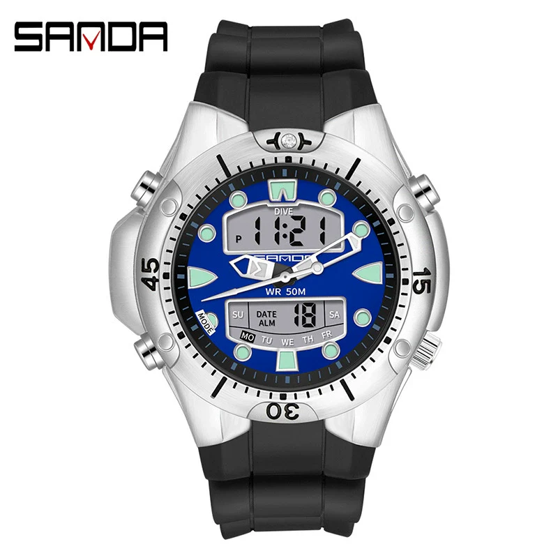 Multifunctional Outdoor Waterproof Electronic Watch Zinc Alloy Case Silicone Strap Round Dial Sporty And Minimalist Style For Men And Women - Image 10