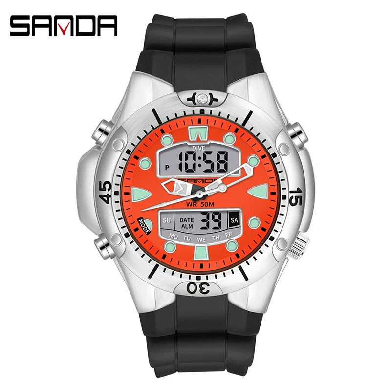 Multifunctional Outdoor Waterproof Electronic Watch Zinc Alloy Case Silicone Strap Round Dial Sporty And Minimalist Style For Men And Women - Image 12