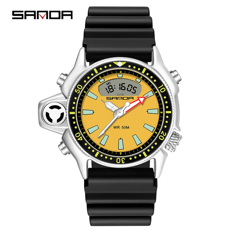 Multifunctional Outdoor Waterproof Electronic Watch Zinc Alloy Case Silicone Strap Round Dial Sporty And Minimalist Style For Men And Women - Image 3