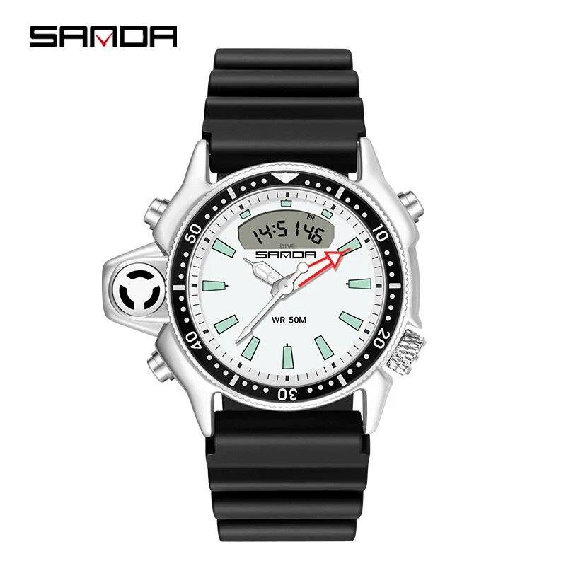 Multifunctional Outdoor Waterproof Electronic Watch Zinc Alloy Case Silicone Strap Round Dial Sporty And Minimalist Style For Men And Women - Image 5