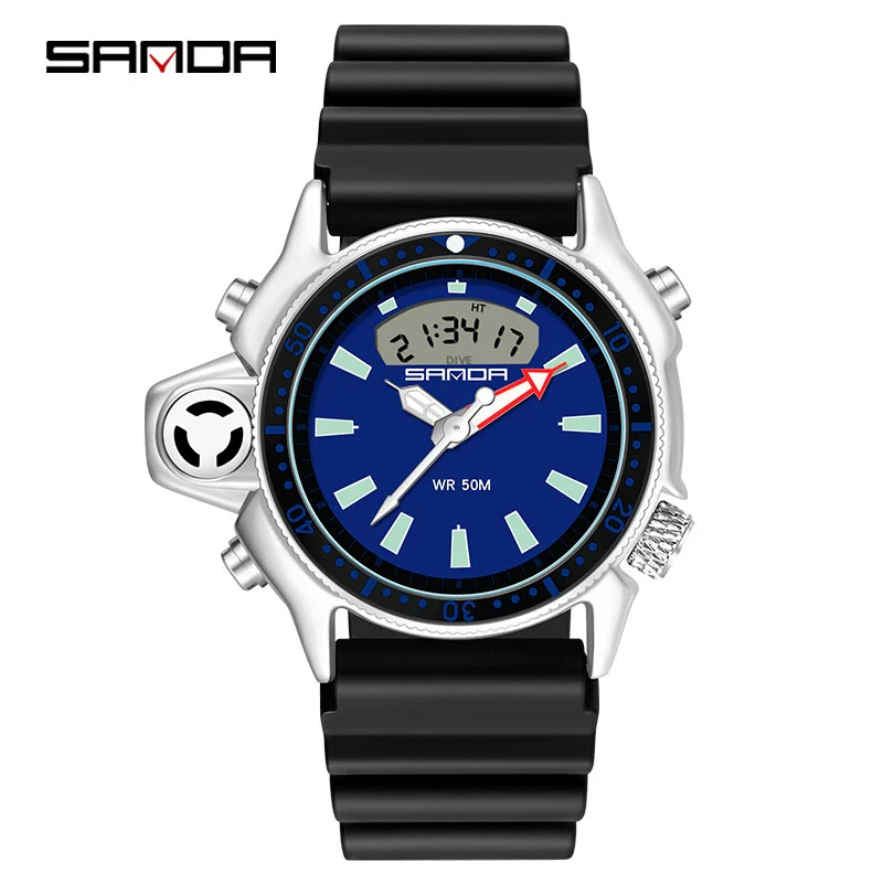 Multifunctional Outdoor Waterproof Electronic Watch Zinc Alloy Case Silicone Strap Round Dial Sporty And Minimalist Style For Men And Women - Image 6