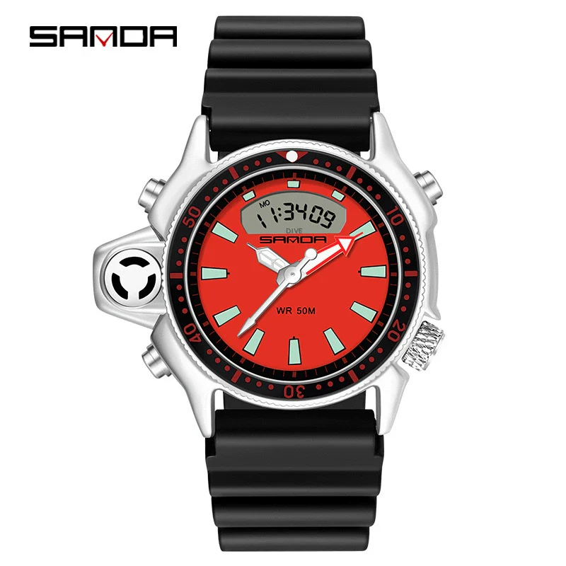 Multifunctional Outdoor Waterproof Electronic Watch Zinc Alloy Case Silicone Strap Round Dial Sporty And Minimalist Style For Men And Women - Image 8