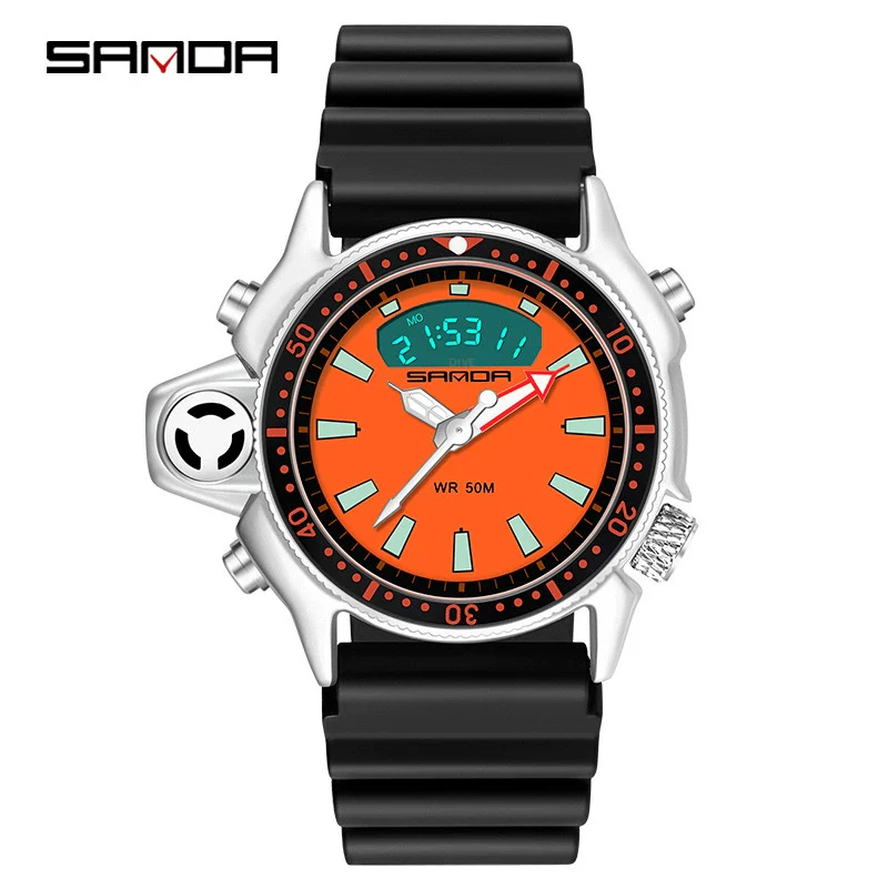 Multifunctional Outdoor Waterproof Electronic Watch Zinc Alloy Case Silicone Strap Round Dial Sporty And Minimalist Style For Men And Women - Image 9