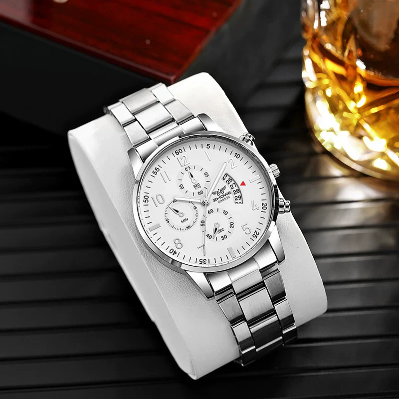 Multifunctional Quartz Movement Casual Men's Watch Alloy Case Ordinary Glass Mirror - Image 6