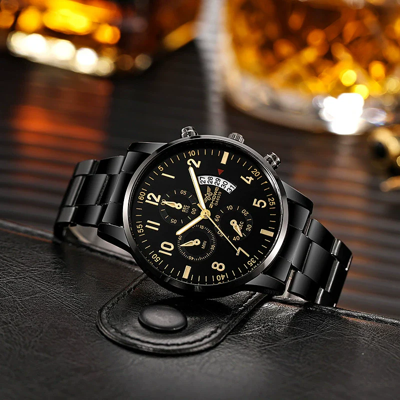 Multifunctional Quartz Movement Casual Men's Watch Alloy Case Ordinary Glass Mirror - Image 7