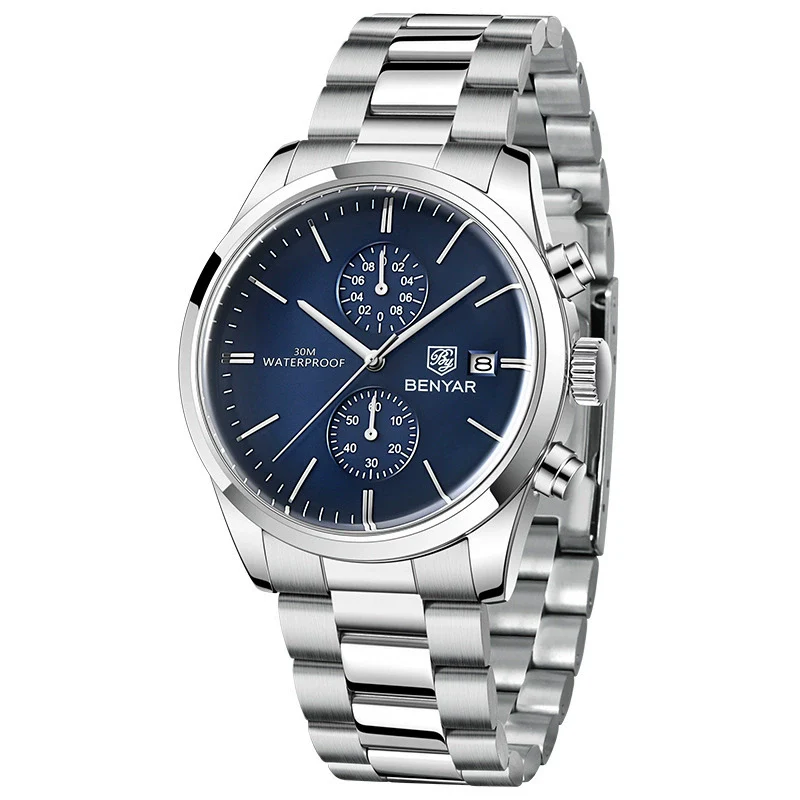 Multifunctional Quartz Movement Leather Strap Men's Business Leisure Calendar Watch With Stainless Steel Buckle And Round Dial - Image 13