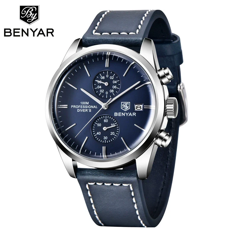 Multifunctional Quartz Movement Leather Strap Men's Business Leisure Calendar Watch With Stainless Steel Buckle And Round Dial - Image 4
