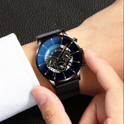Multifunctional Quartz Movement Men's Watch Alloy Case Stainless Steel Strap Round Dial Leisure Style - Image 3