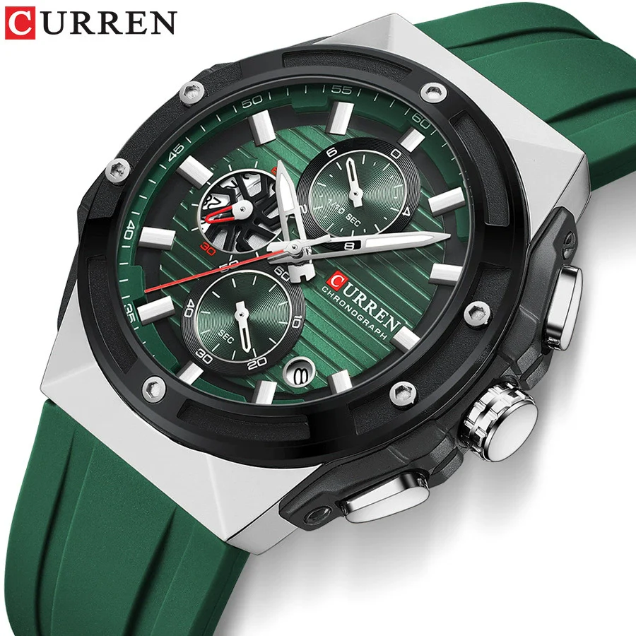Multifunctional Silicone Band Sport Calendar Waterproof Casual Men's Alloy Case Ordinary Glass Mirror Round Dial Business Style Watch - Image 2