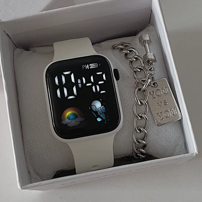 Multifunctional Sports Luminous Led Disposable Electronic Watch Plastic Case And Strap Rectangular Dial Minimalist And Sporty Style For Students - Image 4