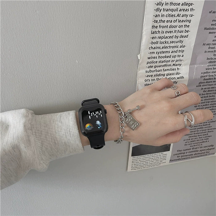Multifunctional Sports Luminous Led Disposable Electronic Watch Plastic Case And Strap Rectangular Dial Minimalist And Sporty Style For Students - Image 7