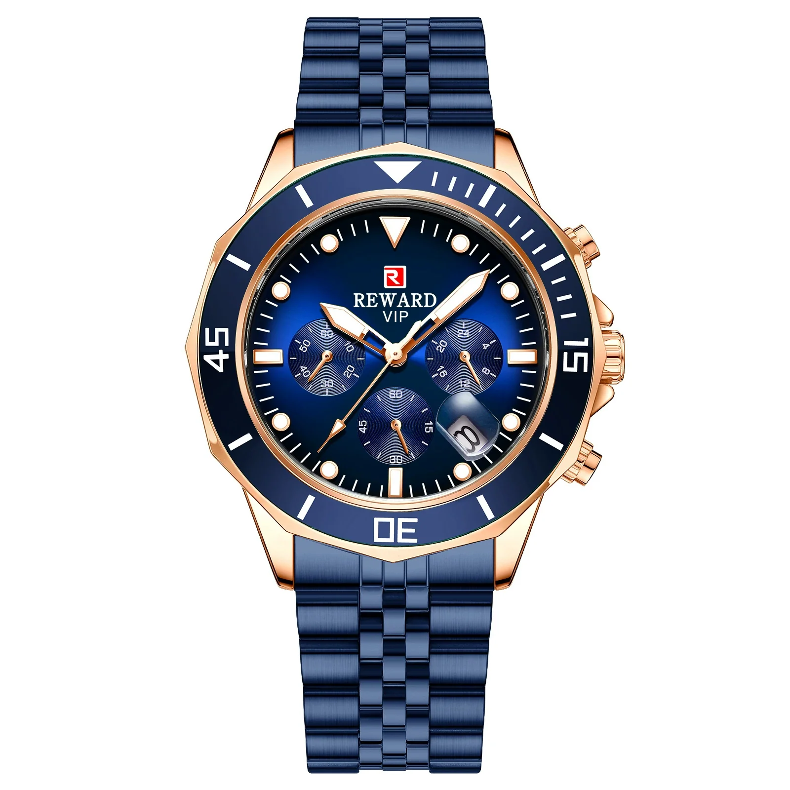 Multifunctional Sports Quartz Watch For Men Alloy Case Stainless Steel Band Round Dial - Image 6