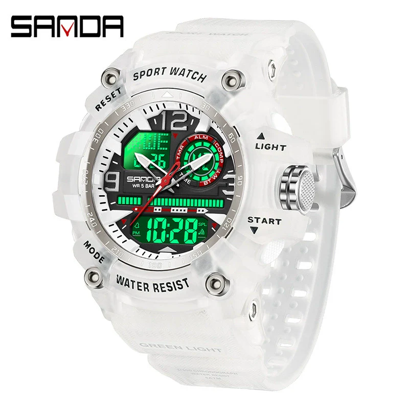 Multifunctional Sports Watch Abs Case Acrylic Mirror Tpu Strap Round Dial Student Style - Image 3