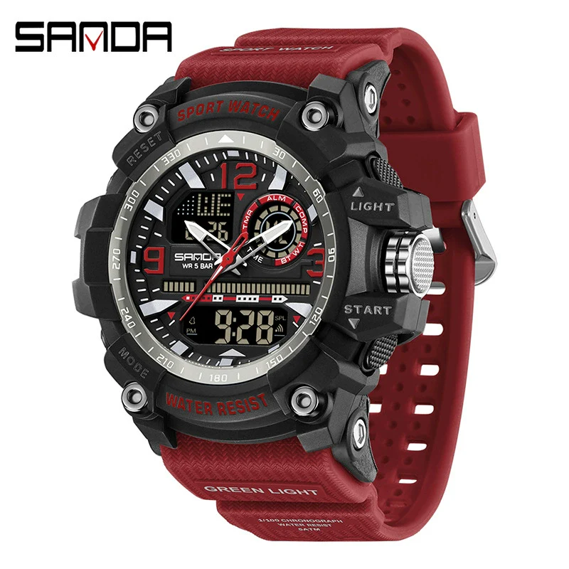 Multifunctional Sports Watch Abs Case Acrylic Mirror Tpu Strap Round Dial Student Style - Image 5