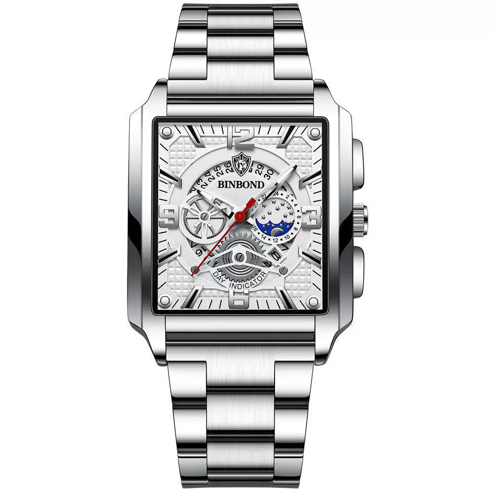 Multifunctional Sports Watch Metal Stainless Steel Round Waterproof Luminous - Image 11