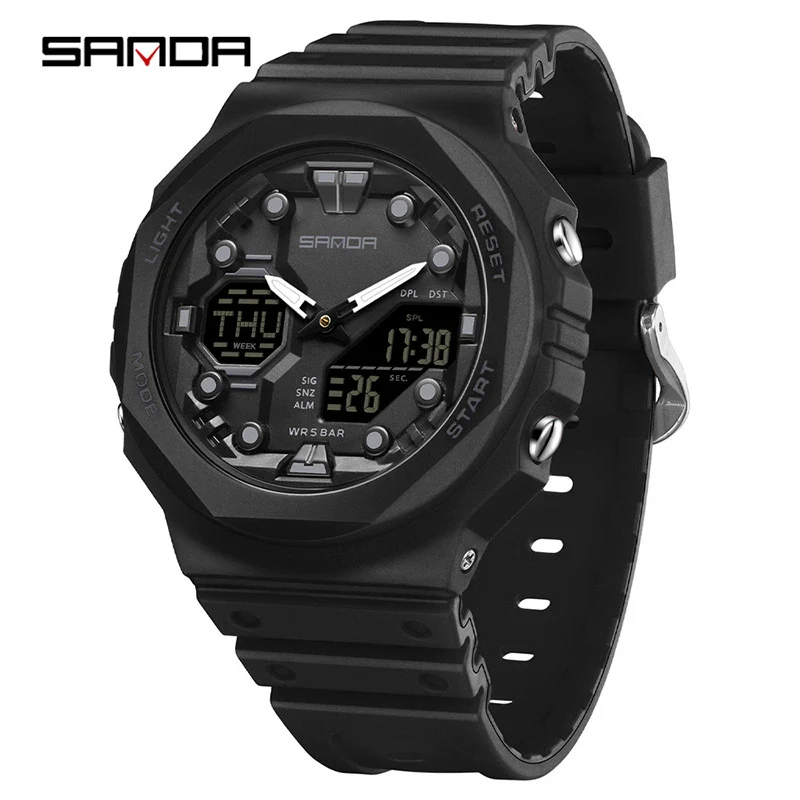 Multifunctional Sports Waterproof Electronic Watch Tpu Strap Abs Case Mineral Reinforced Glass Mirror Round Dial Universal Fashion - Image 11