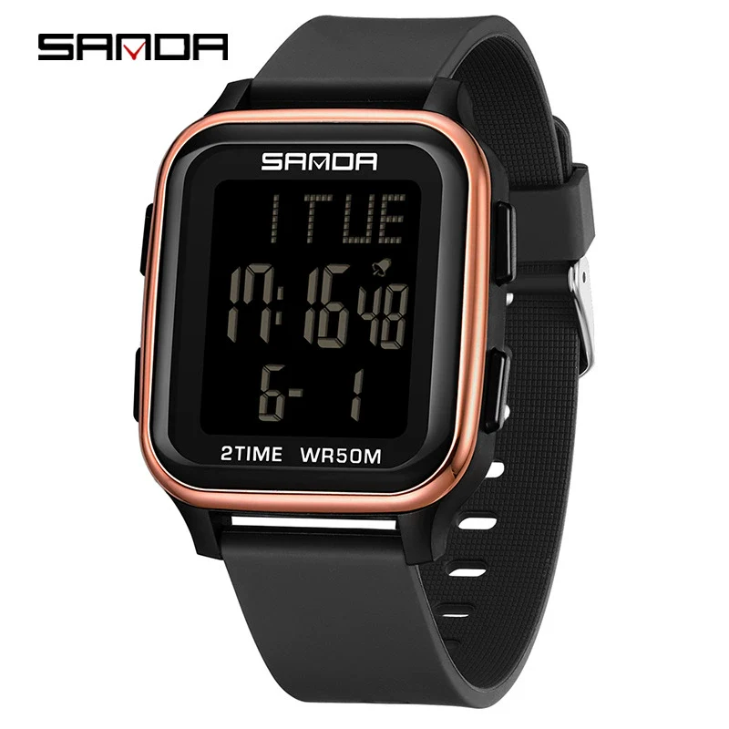 Multifunctional Square Electronic Watch For Junior High School Students Acrylic Mirror Tpu Strap Abs Case - Image 9