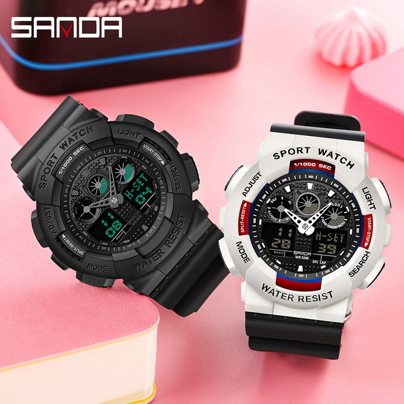 Multifunctional Waterproof Sports Watch Resin Case Plastic Strap Round Dial For Students Fashion Style - Image 2