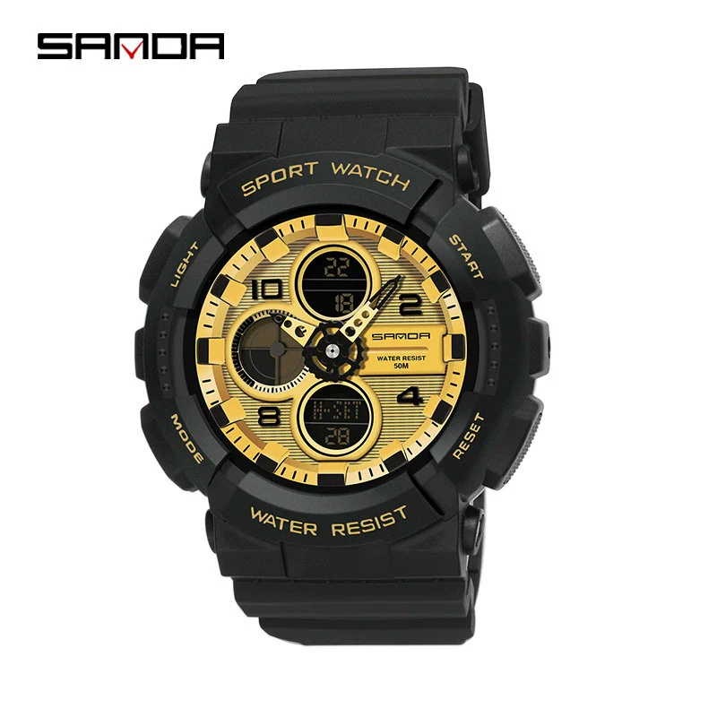 Multifunctional Waterproof Sports Watch Resin Case Plastic Strap Round Dial For Students Fashion Style - Image 9