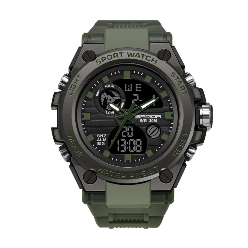 Multifunctional Waterproof Sports Watch Silicone Strap Metal Case Plastic Mirror Round Dial - Image 10