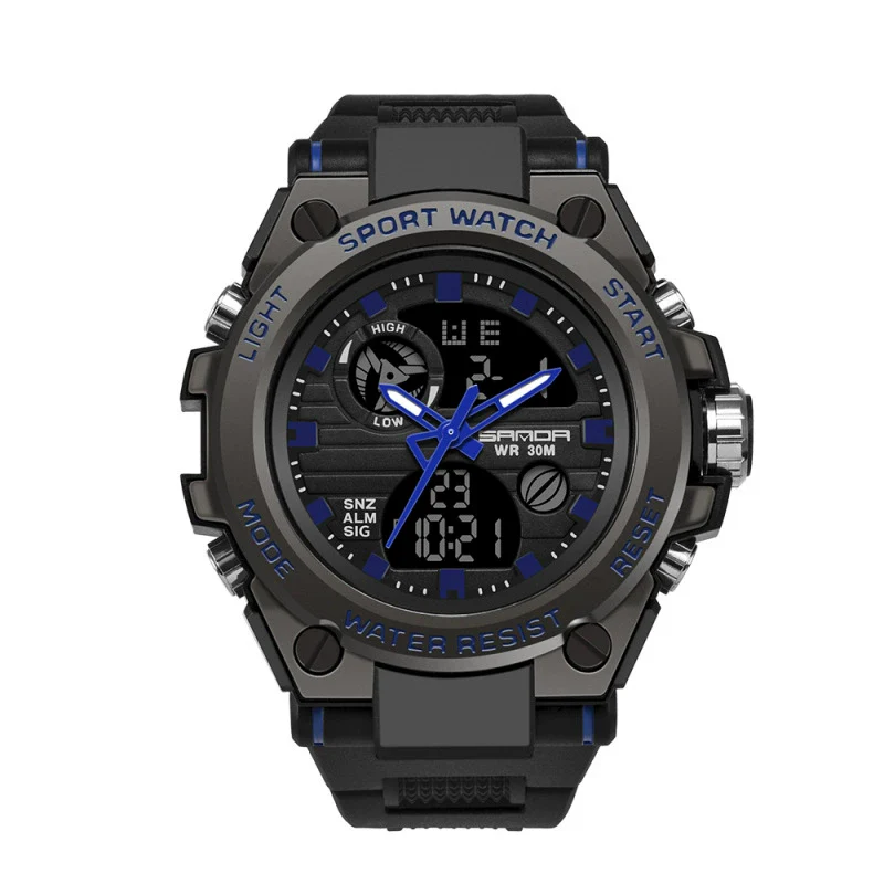 Multifunctional Waterproof Sports Watch Silicone Strap Metal Case Plastic Mirror Round Dial - Image 6