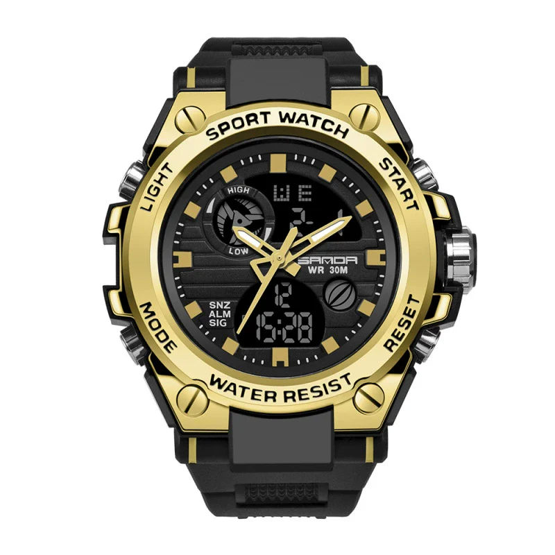 Multifunctional Waterproof Sports Watch Silicone Strap Metal Case Round Dial - Image 9