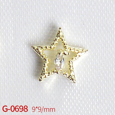 Nail Art Jewelry Metal Zircon Simple Style Flower Pattern Leaves Rabbit Pendant - Image 6
