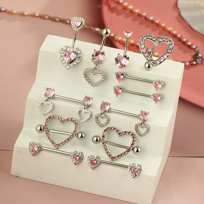 Nail Ring Heartshaped Zircon Stainless Steel Geometric Electroplating Style - Image 3