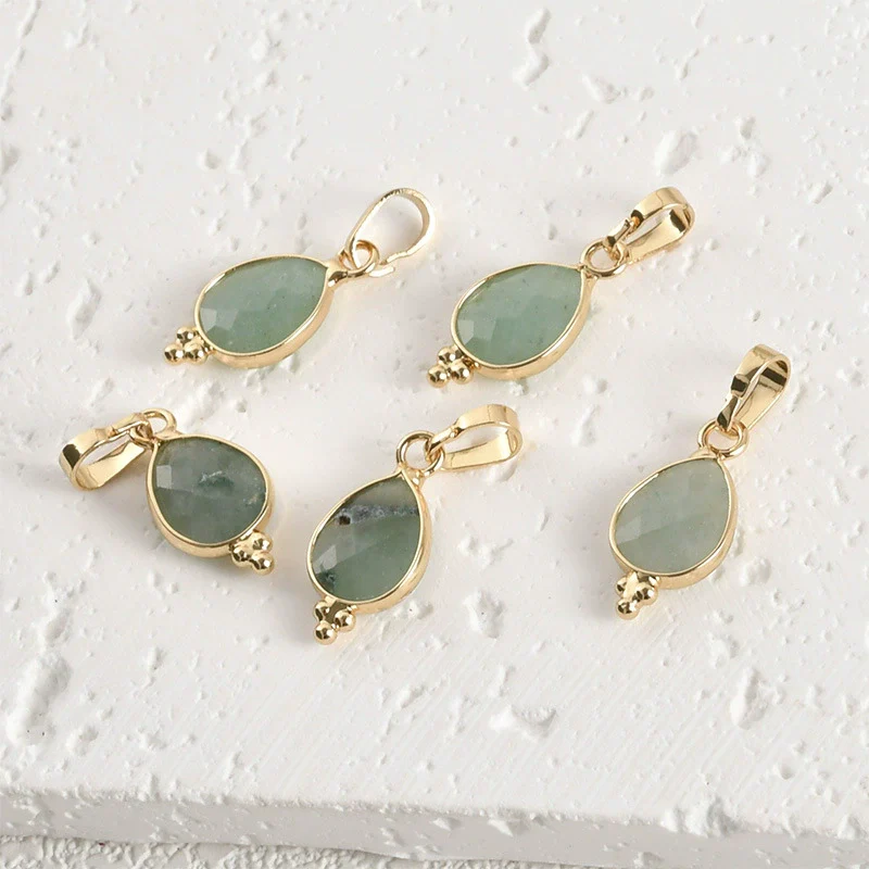 Natural Crystal Jade Water Drops Copper Gold Plated Diy Handmade Jewelry Accessories Material - Image 9