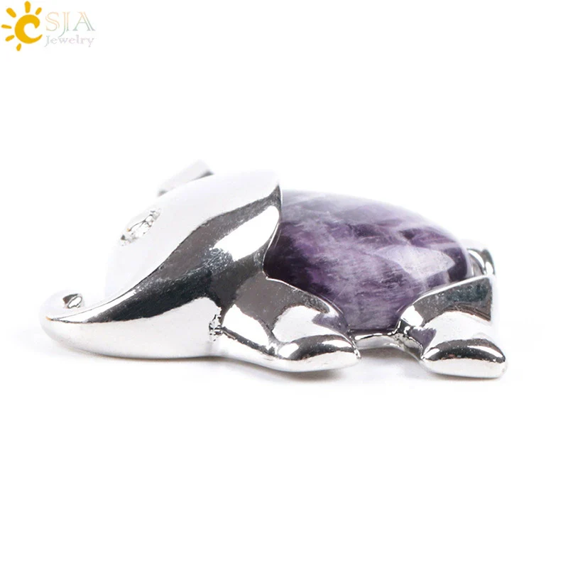 Natural Stone And Alloy Accessories Animal Shape Minimalist Jewelry Small Elephant Necklace Pendant With Electroplating - Image 2
