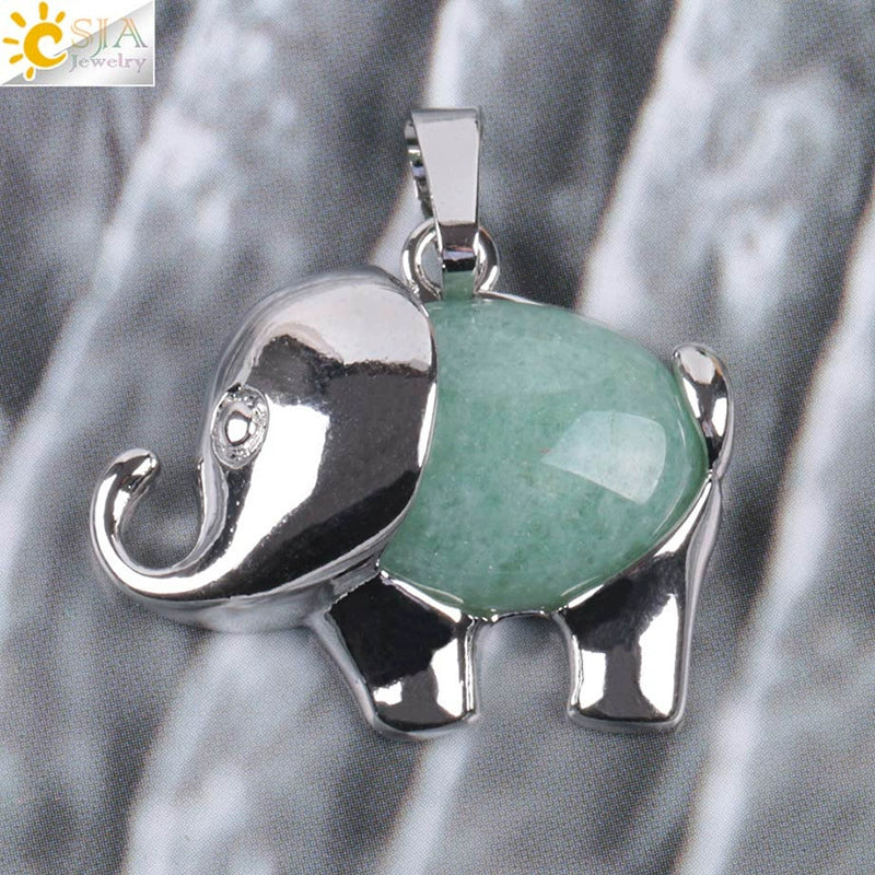 Natural Stone And Alloy Accessories Animal Shape Minimalist Jewelry Small Elephant Necklace Pendant With Electroplating - Image 4