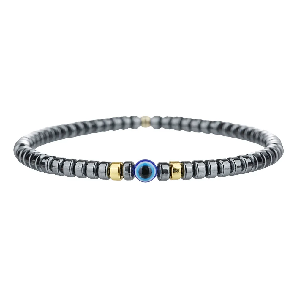 Natural Stone Beaded Bracelet Black Matte Volcanic Stone Round Geometric Handmade Unisex - Image 7