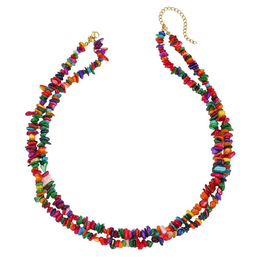 Natural Stone Gravel Geometric Irregular Crystal Clavicle O Word Chain Stainless Steel Electroplating Women's Necklace