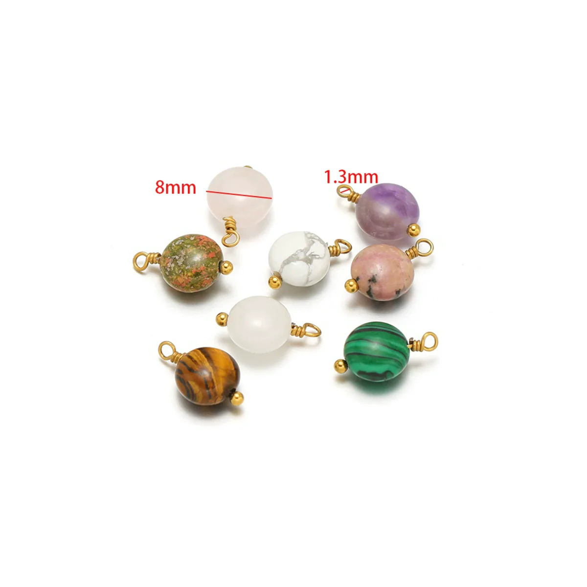 Natural Stone Stainless Steel Round Pendant Electroplated Diy Jewelry Bracelet Necklace Accessories - Image 4