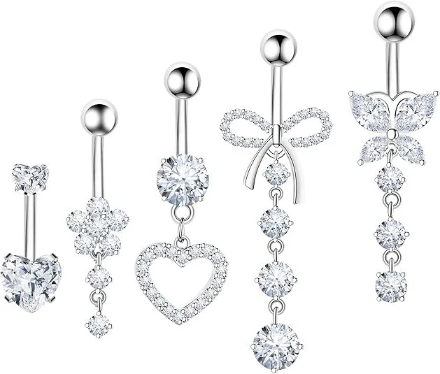 Navel Buckle Piercing Navel Nail Stainless Steel Copper With New Zircon Geometric Hip Hop Style Electroplated - Image 15