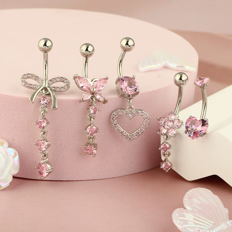 Navel Buckle Piercing Navel Nail Stainless Steel Copper With New Zircon Geometric Hip Hop Style Electroplated - Image 2