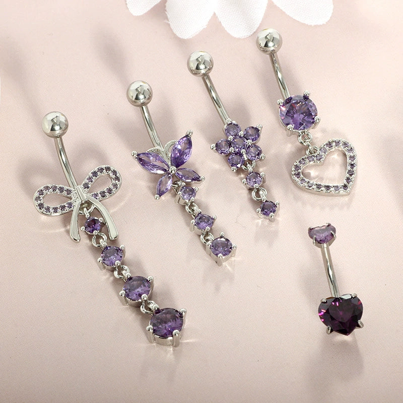 Navel Buckle Piercing Navel Nail Stainless Steel Copper With New Zircon Geometric Hip Hop Style Electroplated - Image 3
