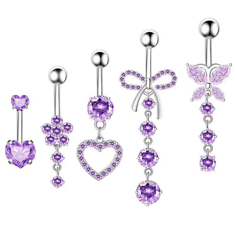 Navel Buckle Piercing Navel Nail Stainless Steel Copper With New Zircon Geometric Hip Hop Style Electroplated - Image 5