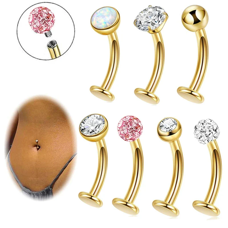 Navel Piercing Stainless Steel Geometric Style Electroplating Multidiamond Unisex - Image 5
