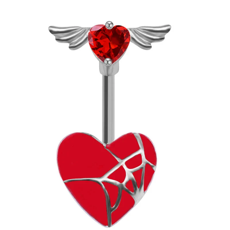 Navel Ring Jewelry Stainless Steel Hollow Heartshaped With Bat And Angel Wings Electroplating Design Unisex Animals Zodiac - Image 6