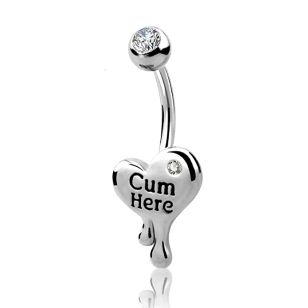 Navel Ring Piercing Jewelry Stainless Steel Heart Shaped Electroplating Zircon Set Letter Punk Style Unisex - Image 5