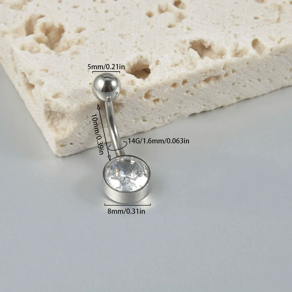 Navel Ring Stainless Steel Heart Shaped Inlaid Zircon Piercing Ornament - Image 5