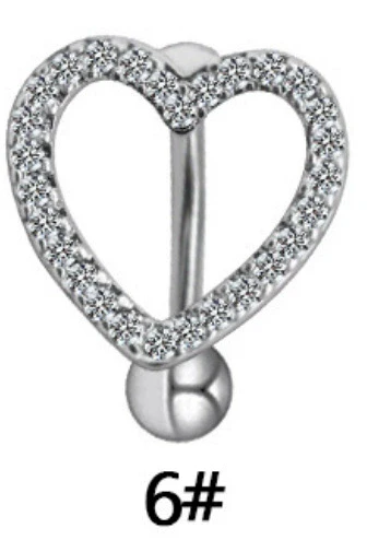 Navel Ring Stainless Steel Heart Tassel Cross Zircon Diamond Styling - Image 11