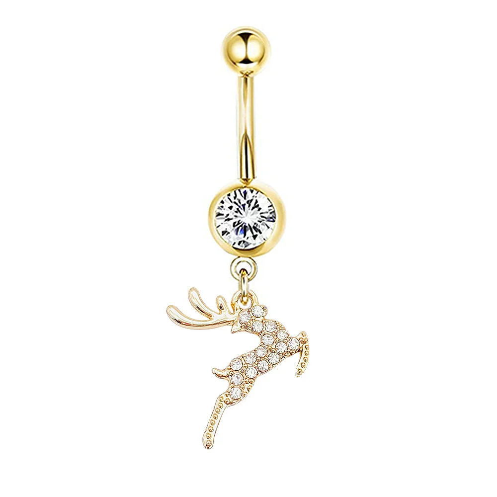 Navel Ring Stainless Steel Heartshaped Butterfly Pendant Electroplating Women's Jewelry - Image 35