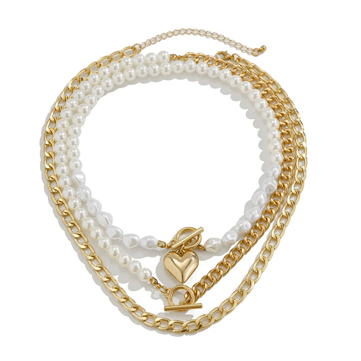 Necklace Alloy Heart Shaped Electroplated Love Stacked Women's Fashion Imitation Pearl Chain - Image 5